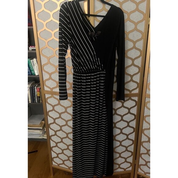 New Romantics By Free People Size M Black & White Striped Referee Maxi Dress - Picture 4 of 16